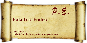 Petrics Endre névjegykártya